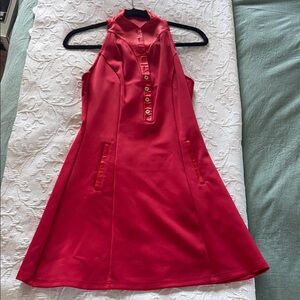 Chic Red Button-Front Mini Dress